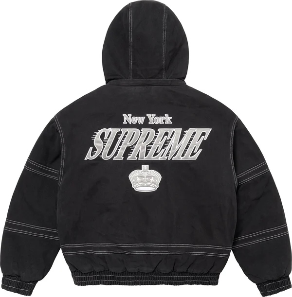 Supreme Mitchell & Ness Twill Stadium Jacket - Black (front)
