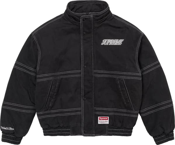 Supreme Mitchell & Ness Twill Stadium Jacket - Black (front)