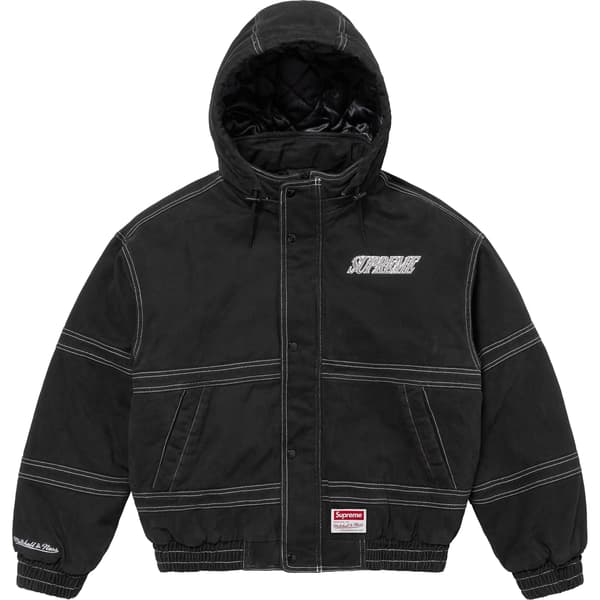 Supreme Mitchell & Ness Twill Stadium Jacket - Black (front)