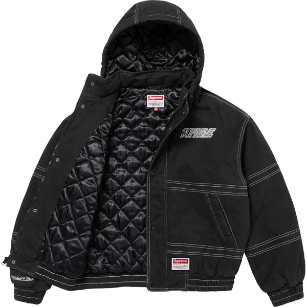 Supreme Mitchell & Ness Twill Stadium Jacket - Black (front)
