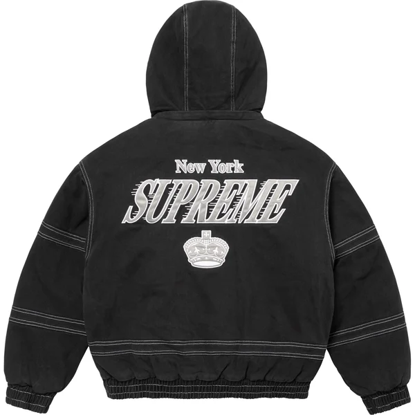 Supreme Mitchell & Ness Twill Stadium Jacket - Black (front)