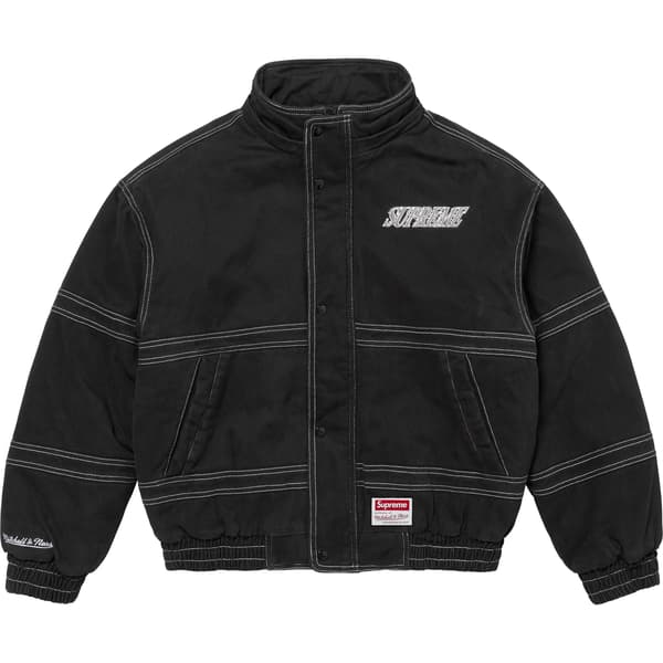 Supreme Mitchell & Ness Twill Stadium Jacket - Black (front)