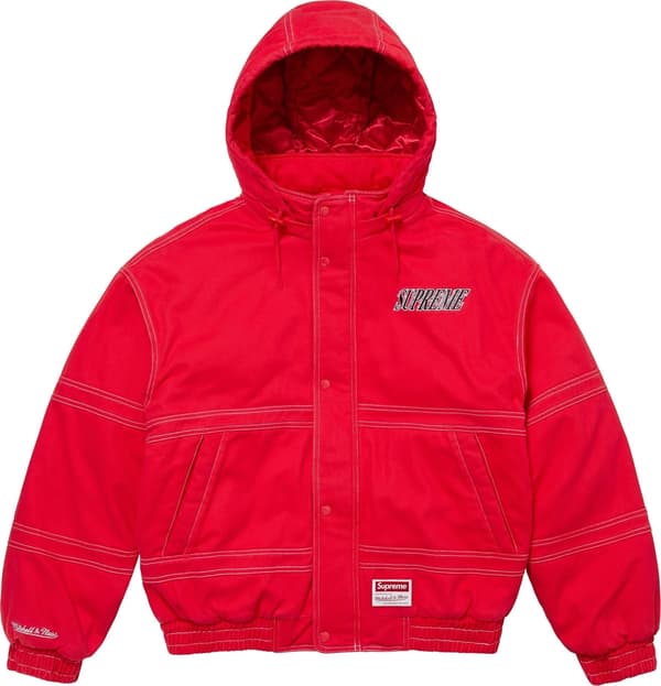 Supreme Mitchell & Ness Twill Stadium Jacket - Red (front)