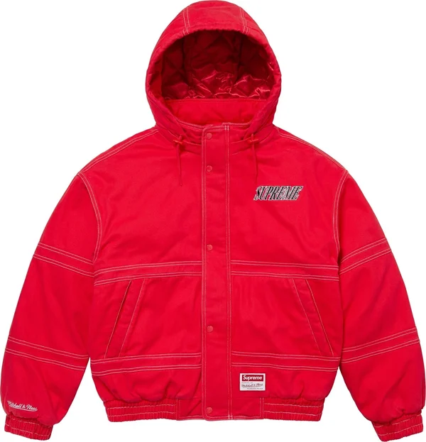 Supreme Mitchell & Ness Twill Stadium Jacket - Red (front)