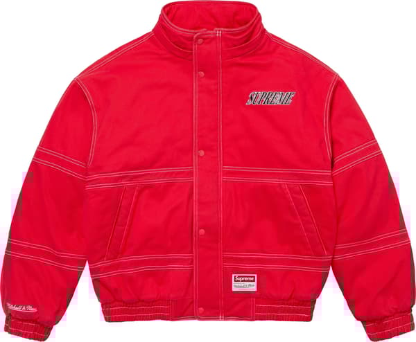 Supreme Mitchell & Ness Twill Stadium Jacket - Red (front)