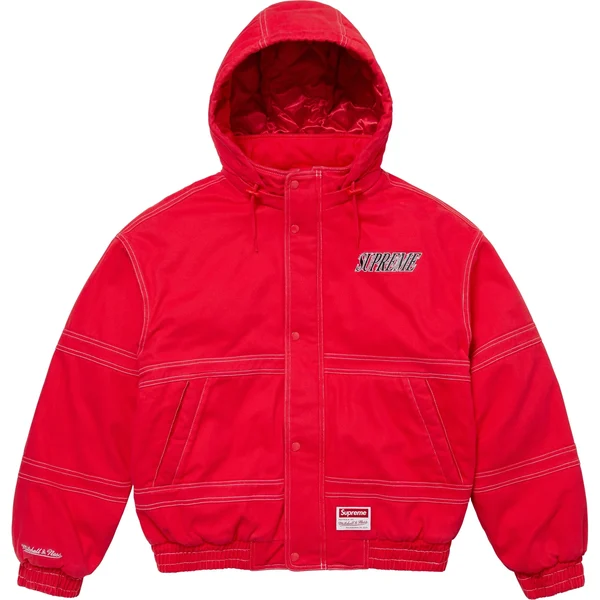 Supreme Mitchell & Ness Twill Stadium Jacket - Red (front)