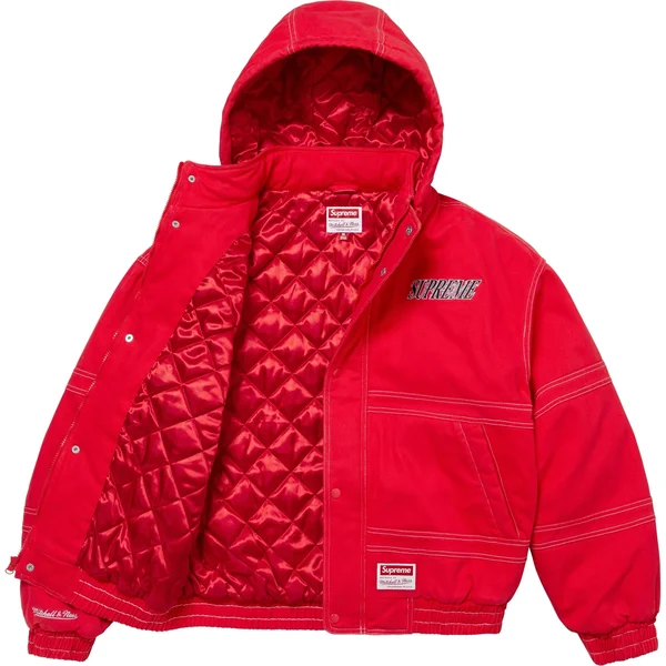 Supreme Mitchell & Ness Twill Stadium Jacket - Red (front)