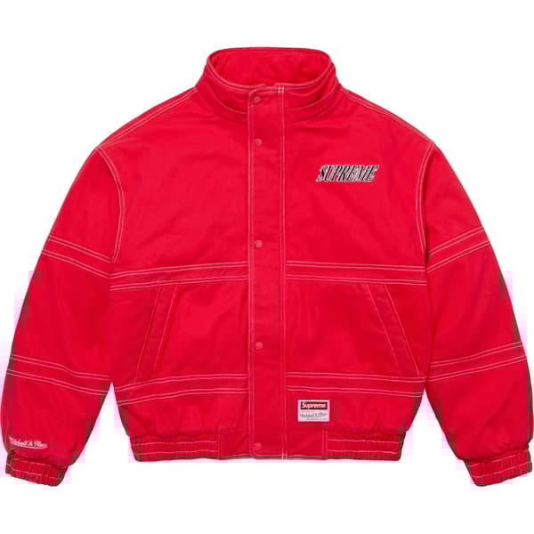 Supreme Mitchell & Ness Twill Stadium Jacket - Red (front)