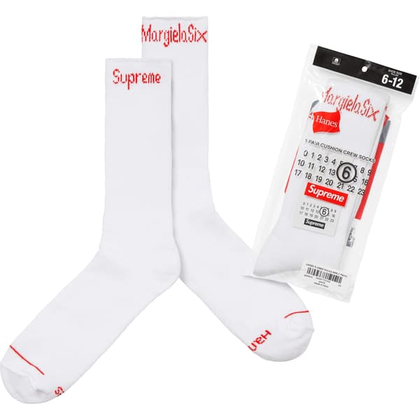 Supreme MM6 Maison Margiela Hanes Crew Socks (1 Pack) - White (front)