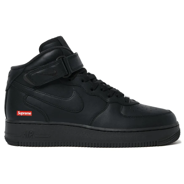 Supreme Nike Air Force 1 Mid - Black (front)