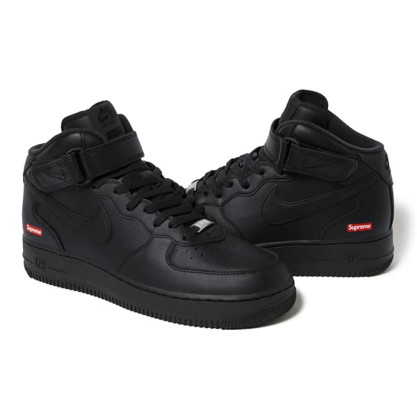 Supreme Nike Air Force 1 Mid - Black (front)