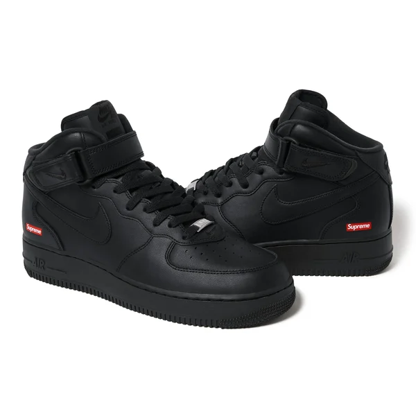 Supreme Nike Air Force 1 Mid - Black (front)