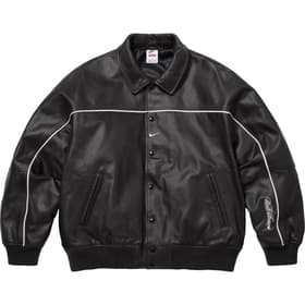 Supreme Nike Leather Varsity Jacket Black