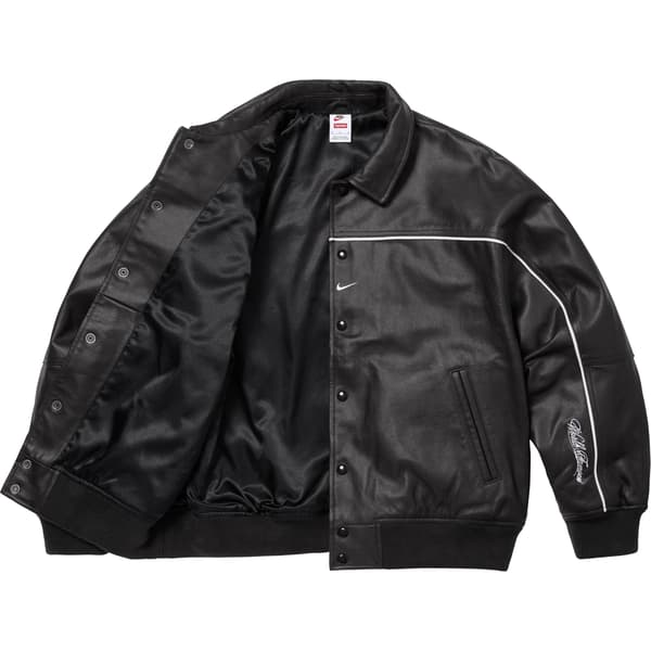 Supreme Nike Leather Varsity Jacket - Black (front)