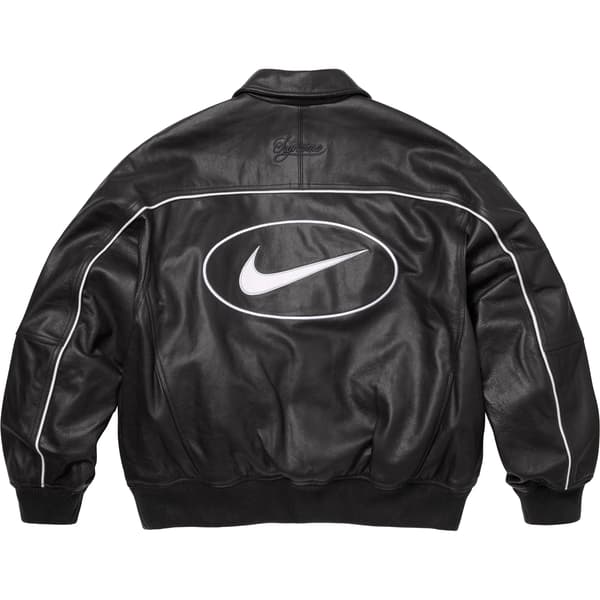 Supreme Nike Leather Varsity Jacket - Black (front)