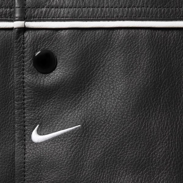 Supreme Nike Leather Varsity Jacket - Black (front)