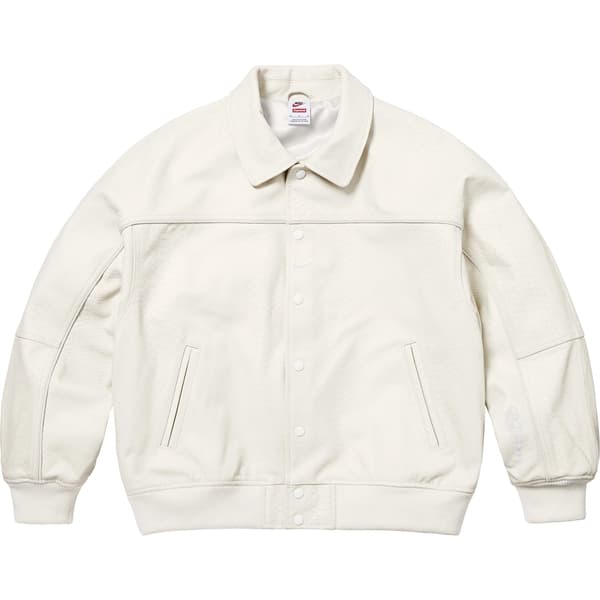 Supreme Nike Leather Varsity Jacket - Snakeskin (front)