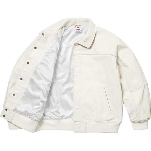 Supreme Nike Leather Varsity Jacket - Snakeskin (front)