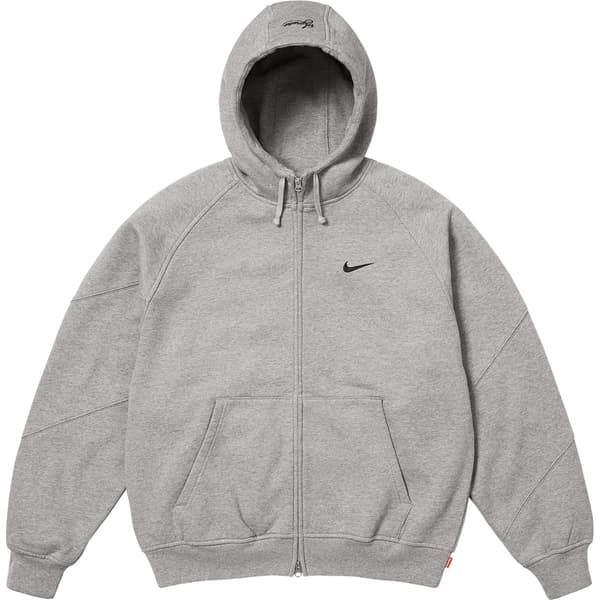 Supreme Nike Zip Up Hooded Sweatshirt - Heather Grey (front)