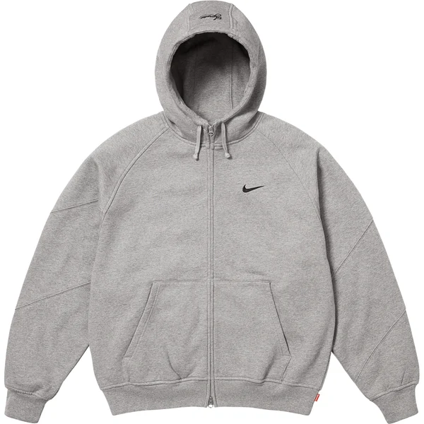 Supreme Nike Zip Up Hooded Sweatshirt - Heather Grey (front)
