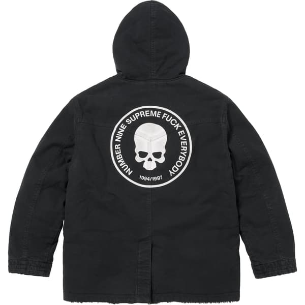 Supreme Number (N)ine Faux Shearling Hooded Coat - Black (front)