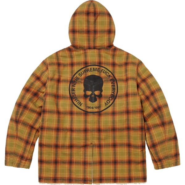 Supreme Number (N)ine Faux Shearling Hooded Coat - Plaid (front)