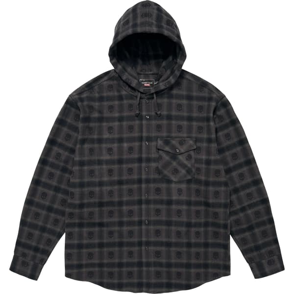 Supreme Number (N)ine Hooded Flannel Shirt - Black (front)