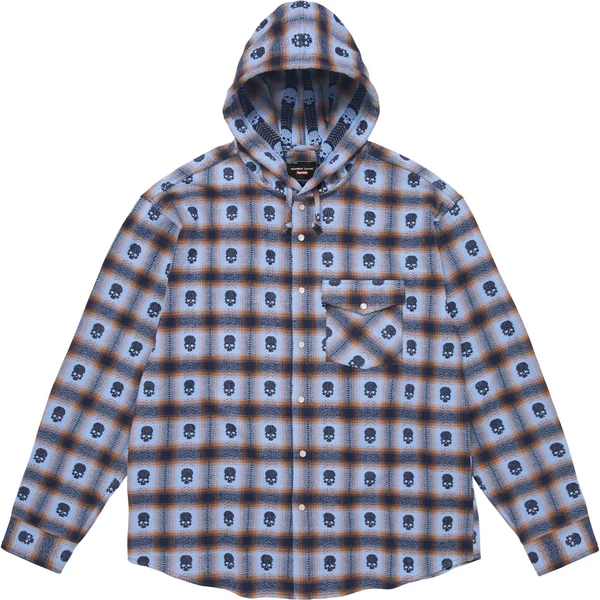 Supreme Number (N)ine Hooded Flannel Shirt - Blue (front)