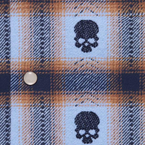 Supreme Number (N)ine Hooded Flannel Shirt - Blue (front)