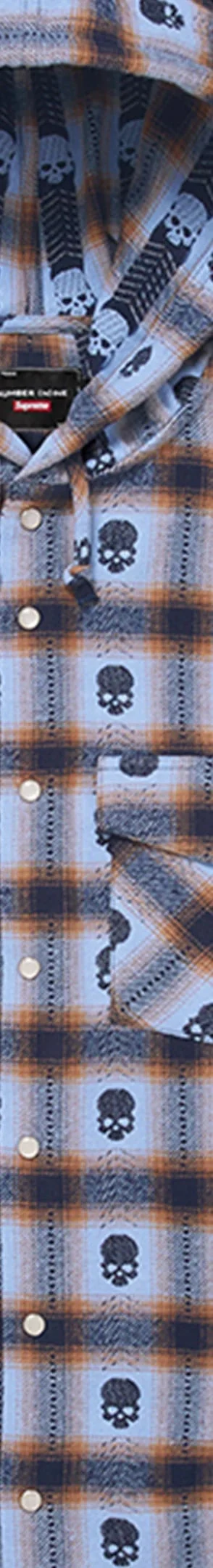 Supreme Number (N)ine Hooded Flannel Shirt - Blue (front)