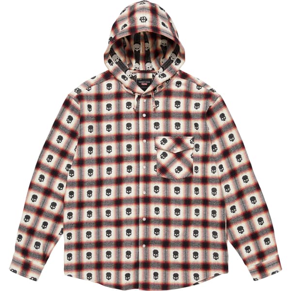 Supreme Number (N)ine Hooded Flannel Shirt - White (front)