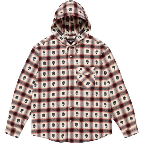 Supreme Number (N)ine Hooded Flannel Shirt - White (front)