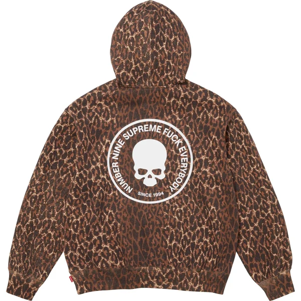 Supreme Number (N)ine Hooded Sweatshirt - Leopard (front)