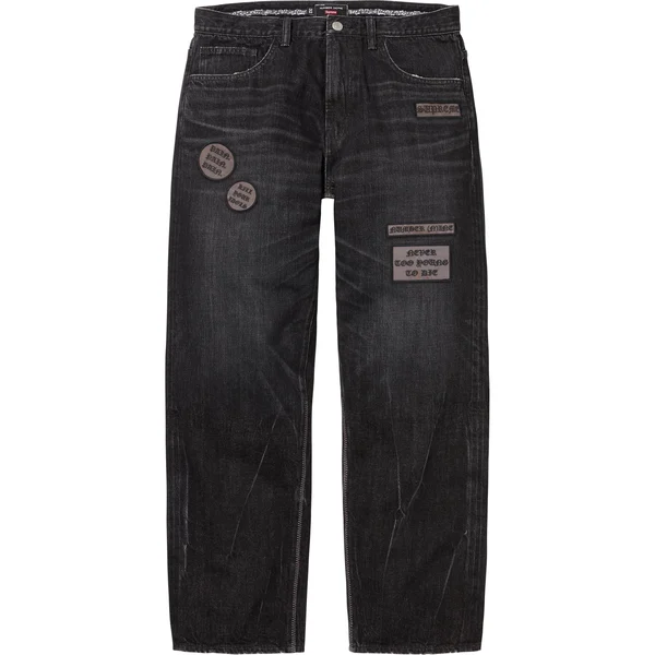 Supreme Number (N)ine Patches Loose Fit Selvedge Jean - Black (front)