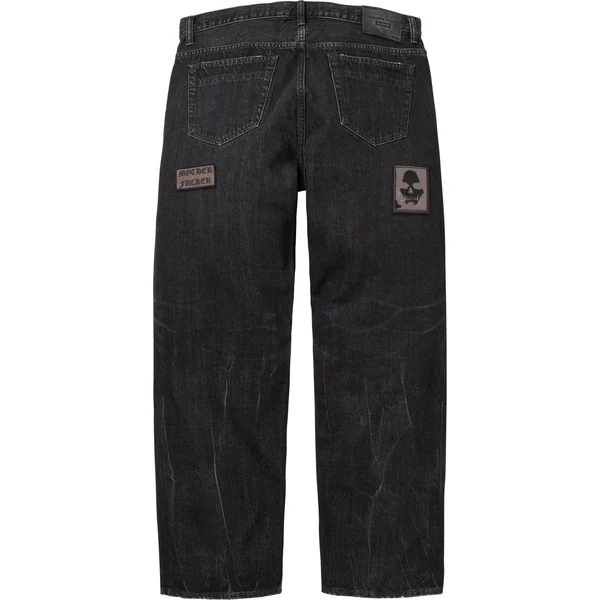 Supreme Number (N)ine Patches Loose Fit Selvedge Jean - Black (front)