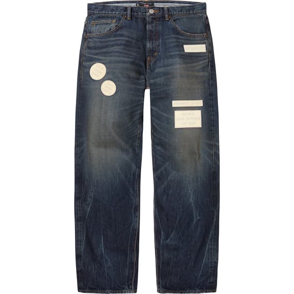 Supreme Number (N)ine Patches Loose Fit Selvedge Jean - Washed Indigo (front)