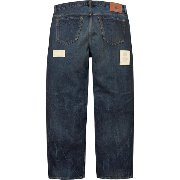 Supreme Number (N)ine Patches Loose Fit Selvedge Jean - Washed Indigo (front)