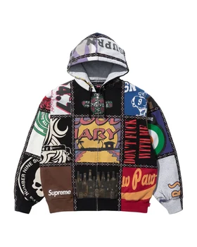 Supreme Number (N)ine Patchwork Zip Up Hooded Sweatshirt