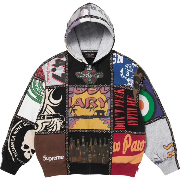 Supreme Number (N)ine Patchwork Zip Up Hooded Sweatshirt - Multicolor (front)