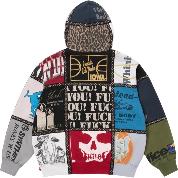 Supreme Number (N)ine Patchwork Zip Up Hooded Sweatshirt - Multicolor (front)