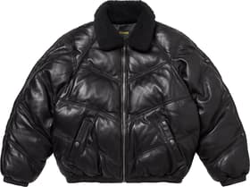 Supreme Schott Chevron Leather Down Puffer Jacket Black