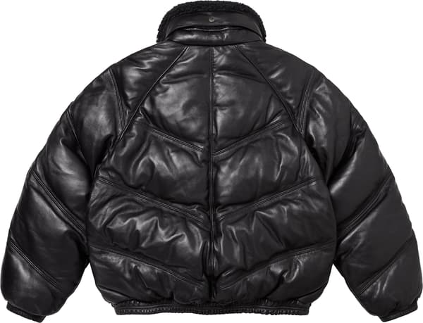 Supreme Schott Chevron Leather Down Puffer Jacket - Black (front)