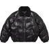 Supreme Schott Chevron Leather Down Puffer Jacket - Black (front)