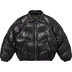 Supreme Schott Chevron Leather Down Puffer Jacket - Black (front)