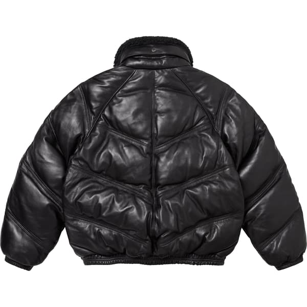Supreme Schott Chevron Leather Down Puffer Jacket - Black (front)
