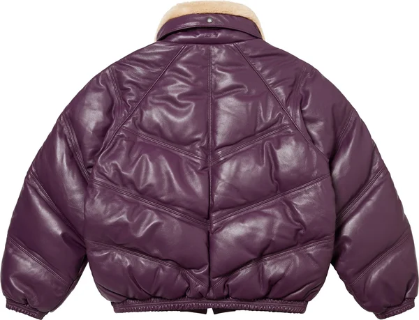 Supreme Schott Chevron Leather Down Puffer Jacket - Purple (front)