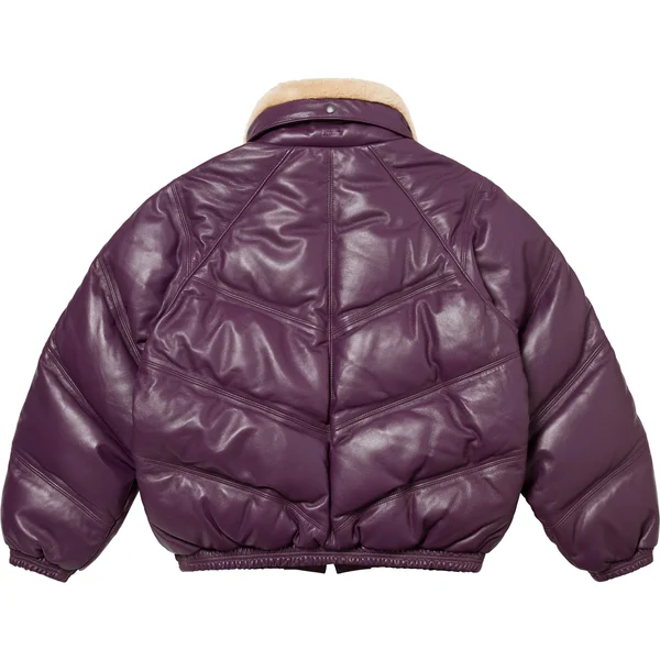 Supreme Schott Chevron Leather Down Puffer Jacket - Purple (front)