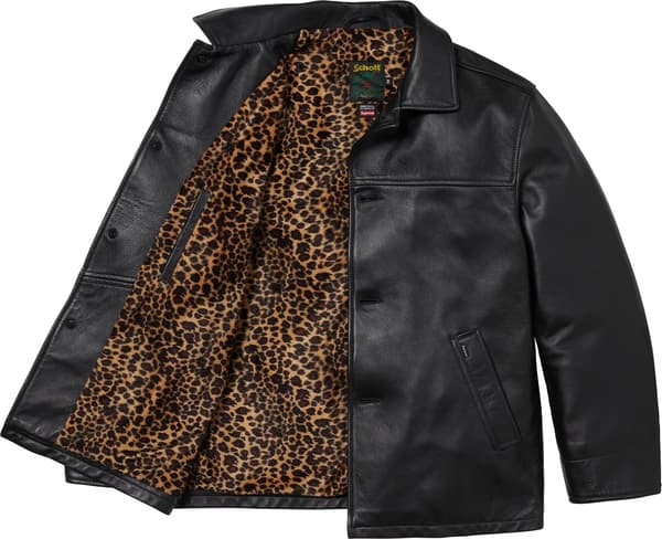 Supreme Schott Leather Car Coat - Black (front)
