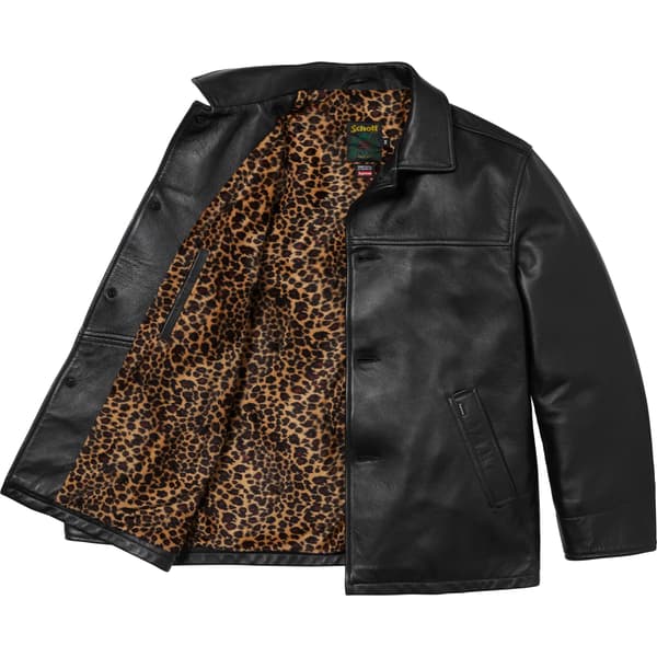 Supreme Schott Leather Car Coat - Black (front)