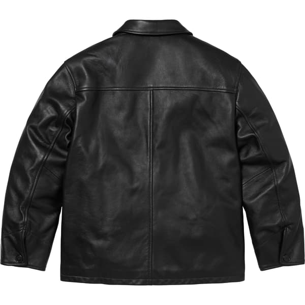Supreme Schott Leather Car Coat - Black (front)